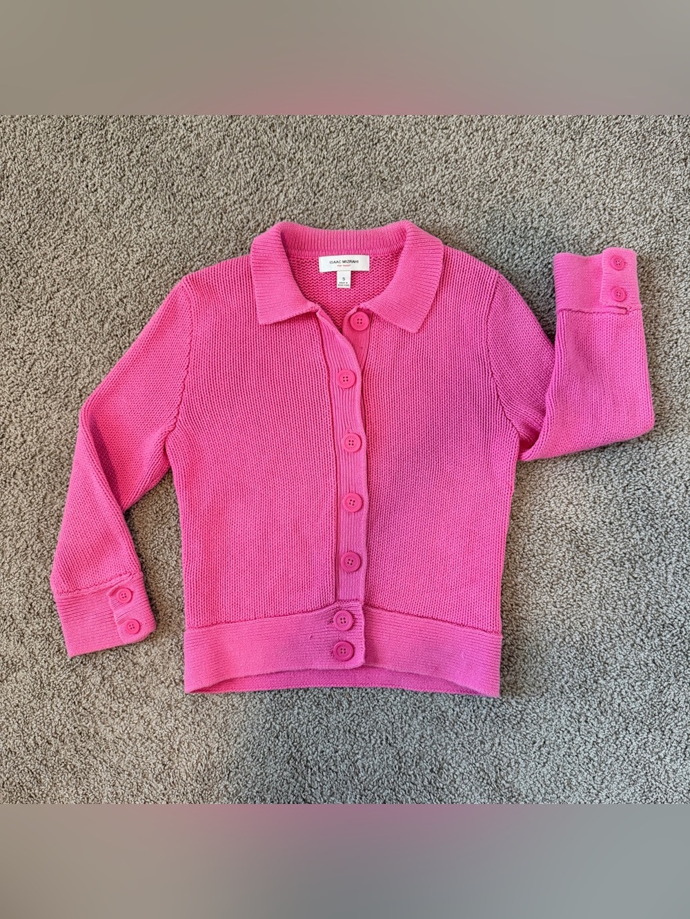 Isaac Mizrahi Bright Pink Button-Up Knit Cardigan